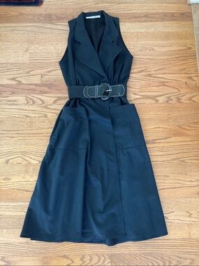 Vintage Anne Klein II Cotton Sleeveless Trench-Style Wrap Midi Dress